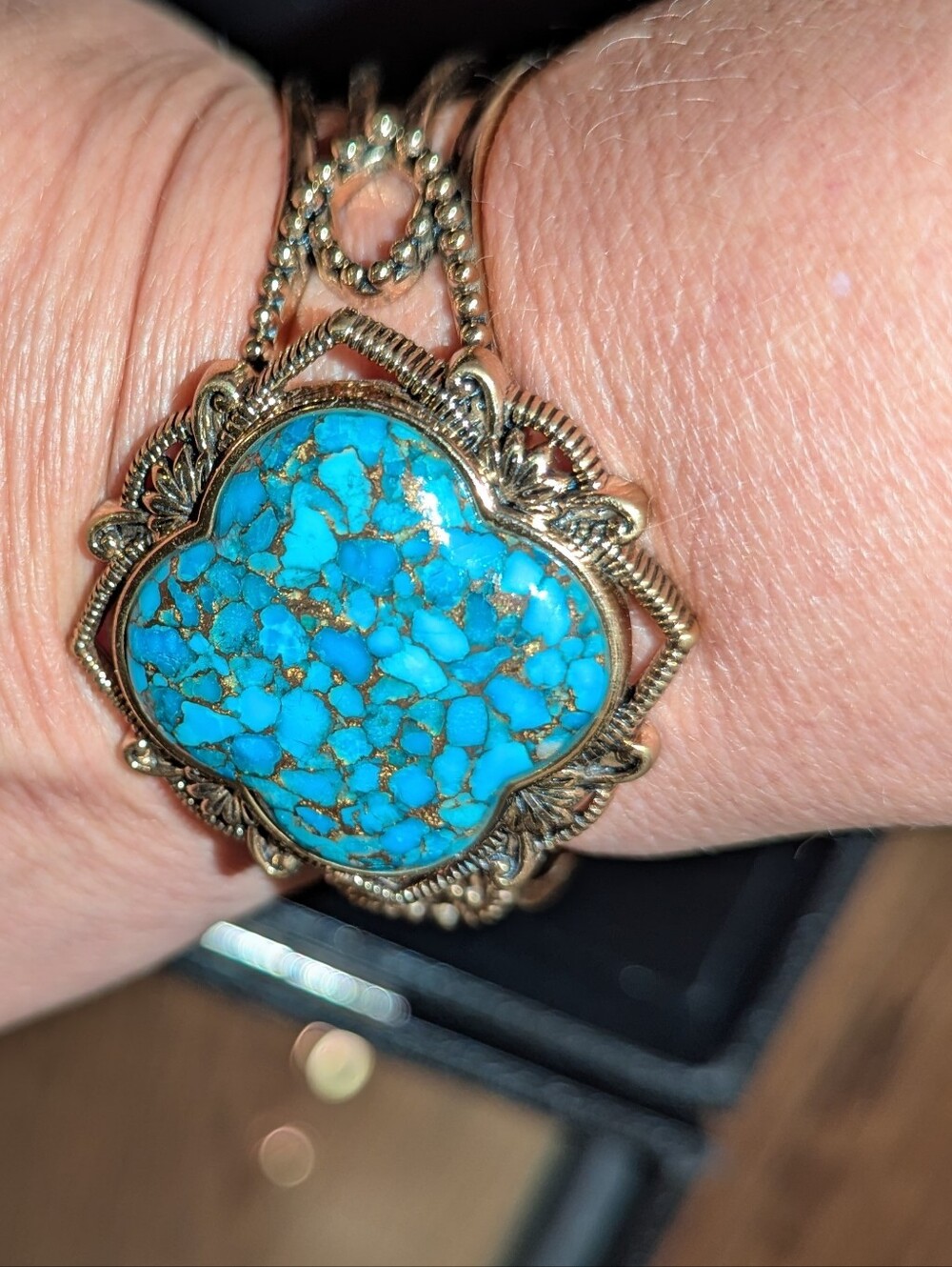 Barse Thai Genuine Turquoise Stone Cuff Bracelet , Vintage, New